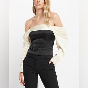 NWT Express Satin Off The Shoulder Corset Cropped Top